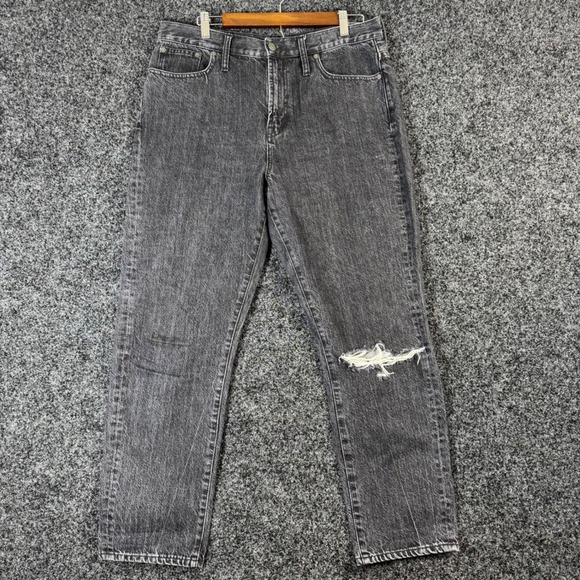 Madewell Denim - Madewell The Perfect Vintage Jean Women's Black Wash Distressed Straight Leg 31